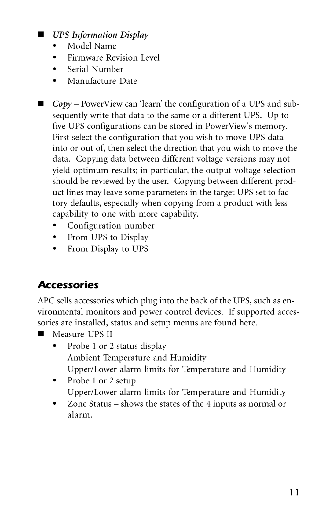 American Power Conversion AP9215 user manual Accessories, UPS Information Display 