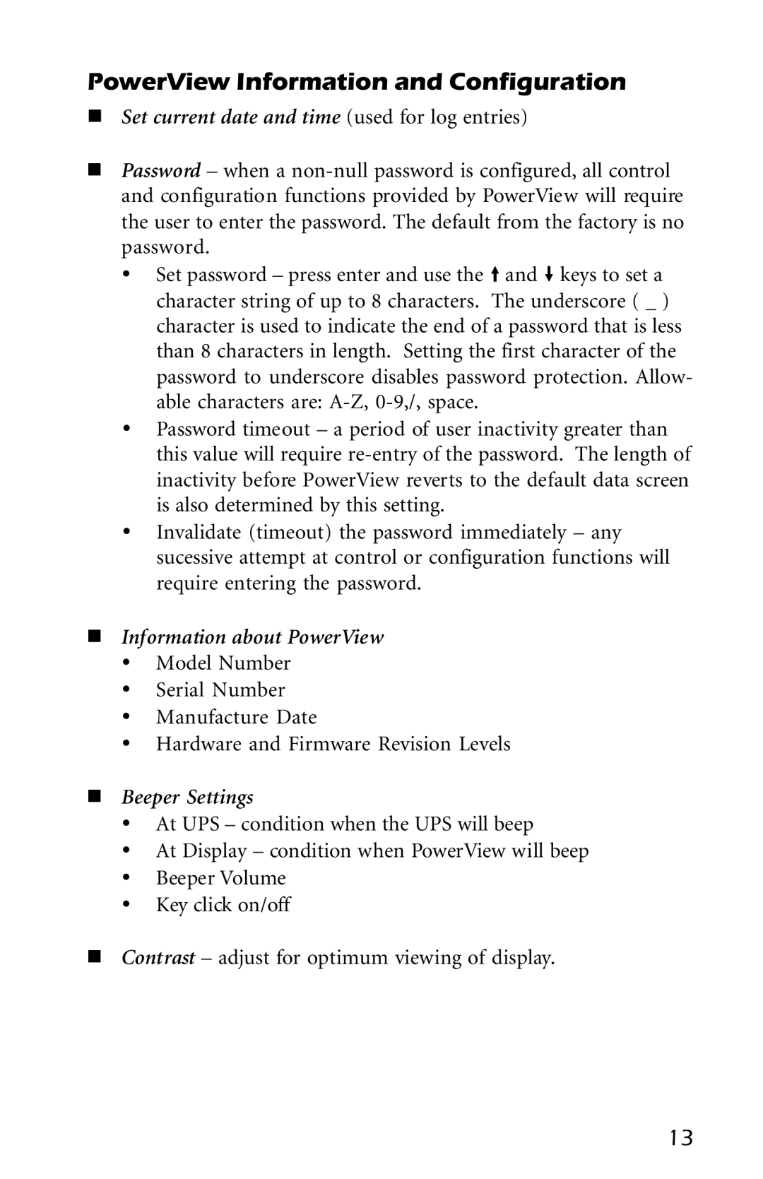 American Power Conversion AP9215 PowerView Information and Configuration, Set current date and time used for log entries 