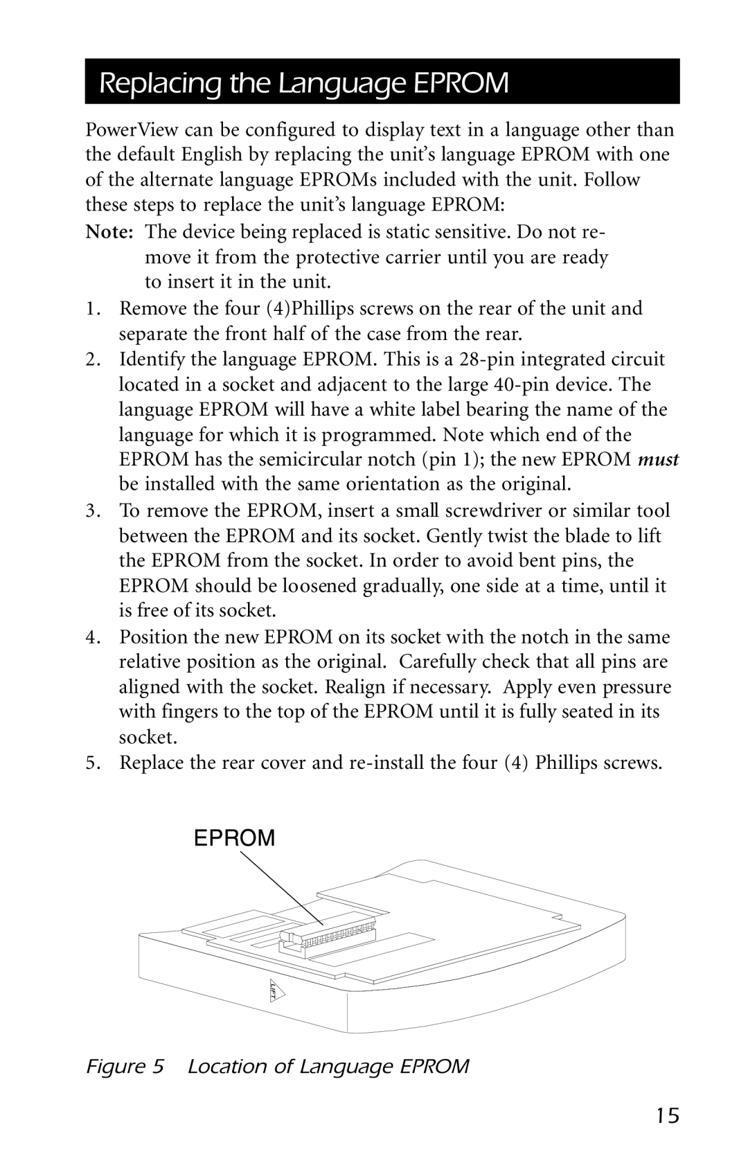 American Power Conversion AP9215 user manual Replacing the Language Eprom, Location of Language Eprom 