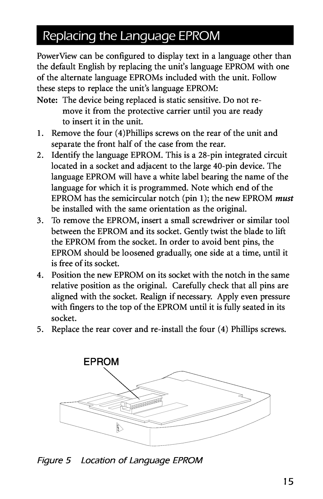 American Power Conversion AP9215 user manual Replacing the Language EPROM, Location of Language EPROM 