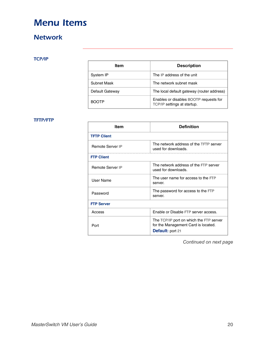 American Power Conversion AP9222EXP manual Network, Tcp/Ip 