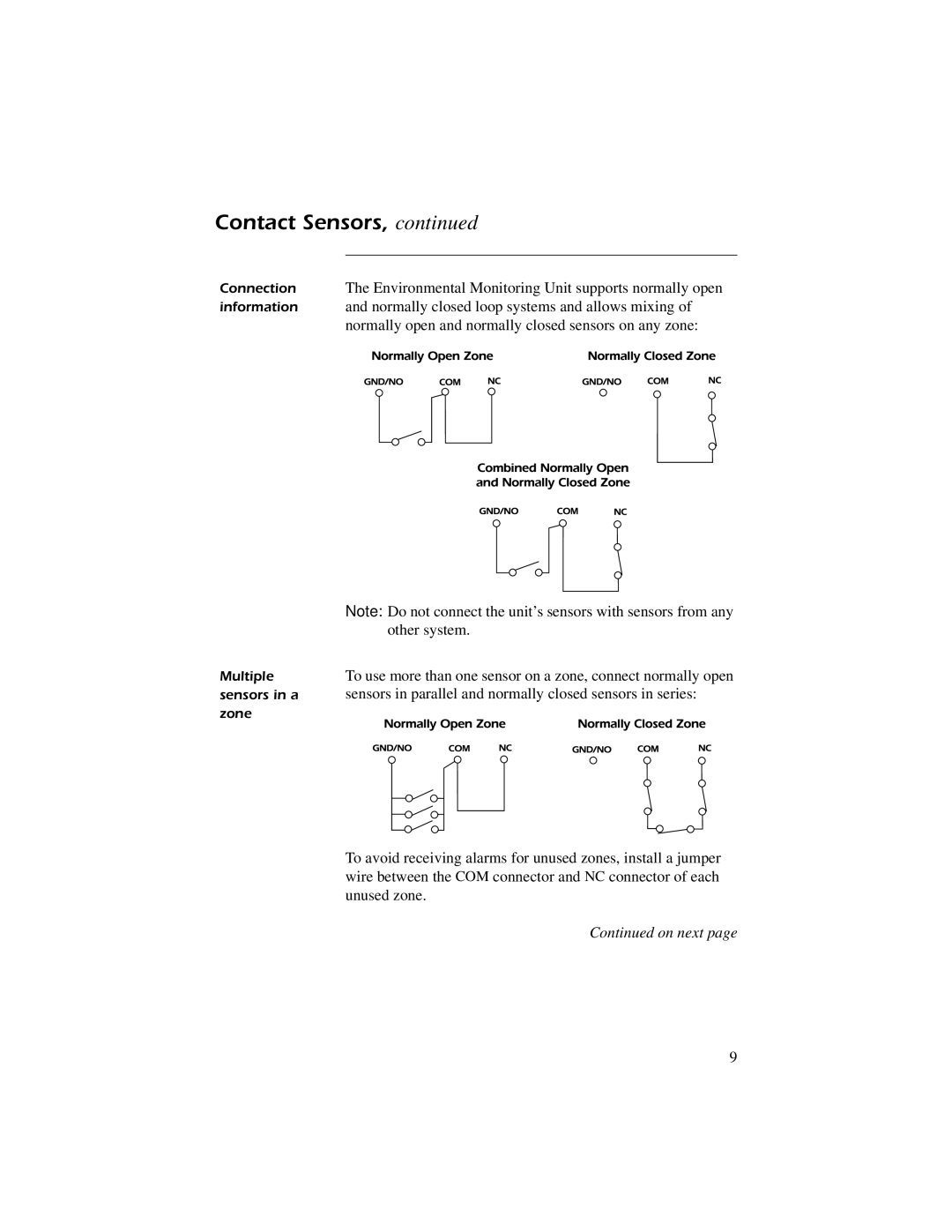 American Power Conversion AP9312TH quick start manual Sensors in parallel and normally closed sensors in series 