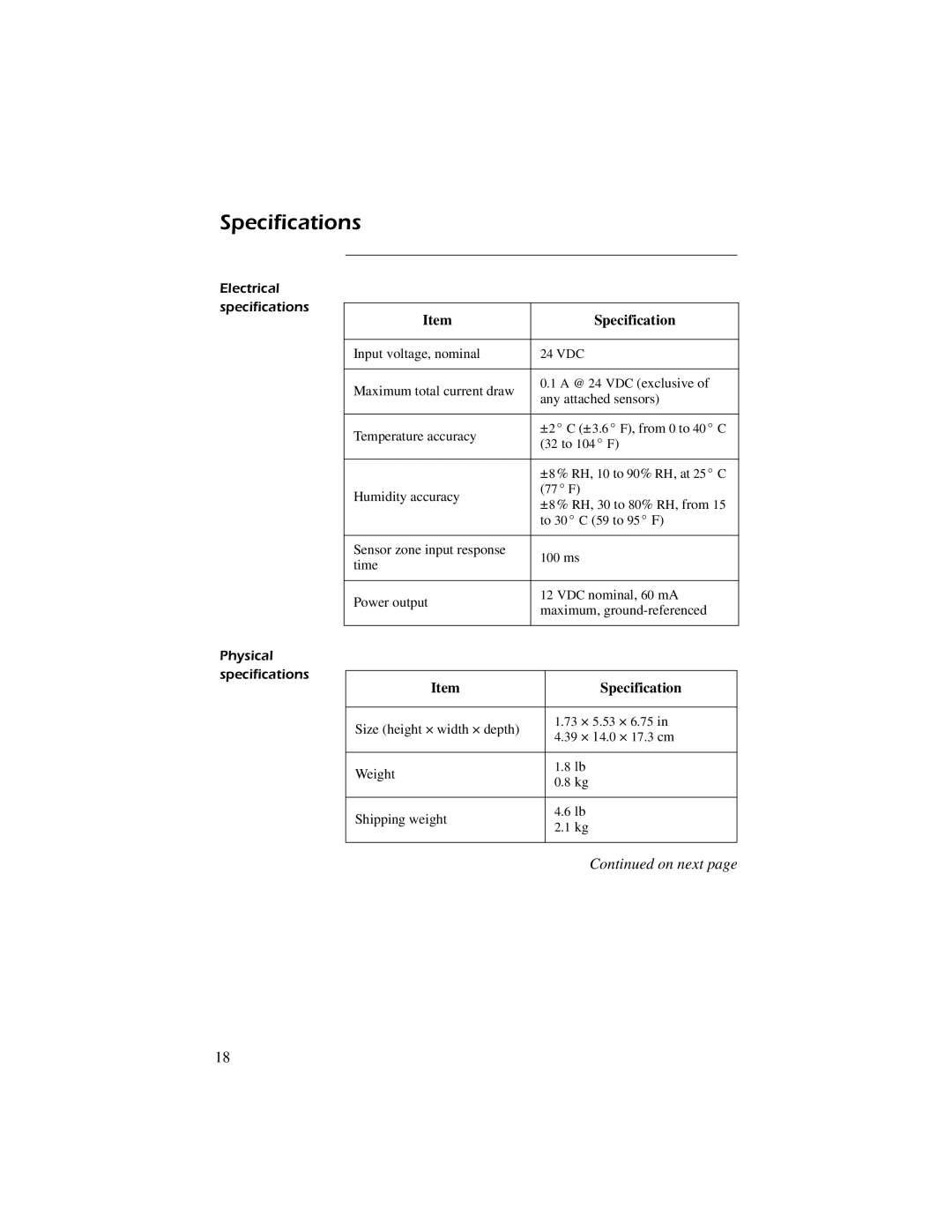 American Power Conversion AP9312TH quick start manual Specifications 