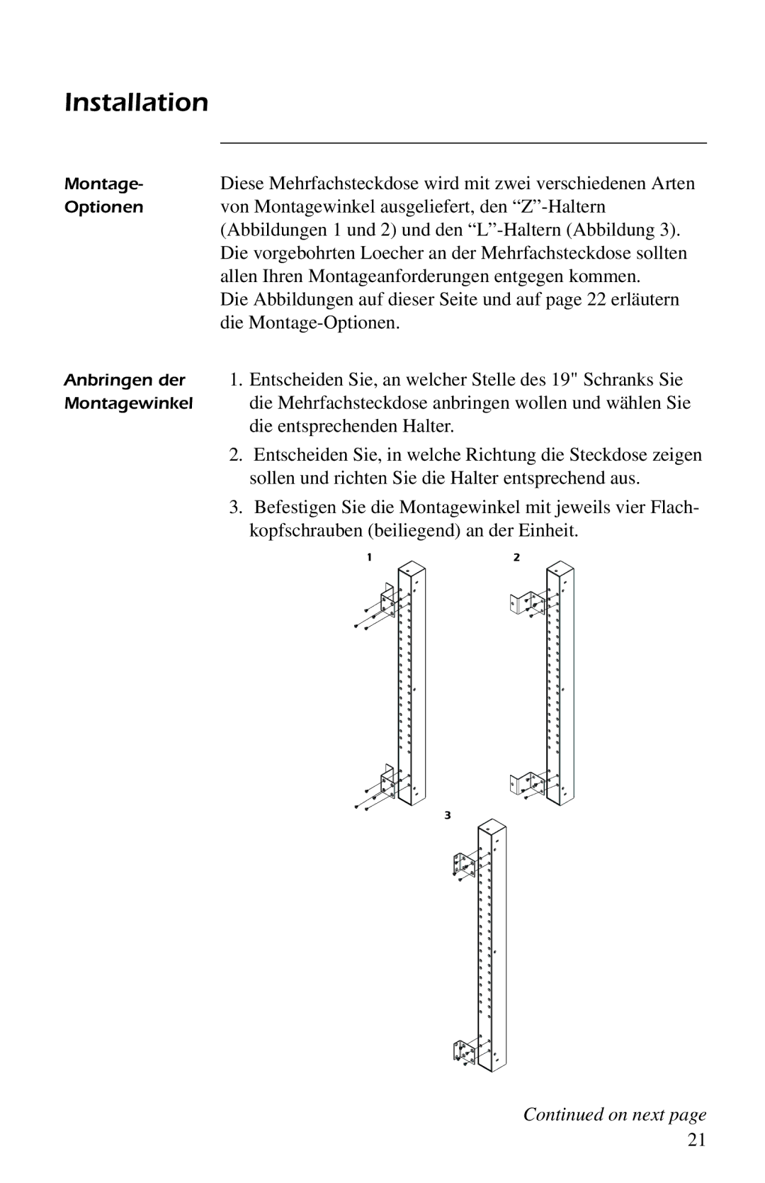 American Power Conversion AP9554 installation manual Diese Mehrfachsteckdose wird mit zwei verschiedenen Arten 