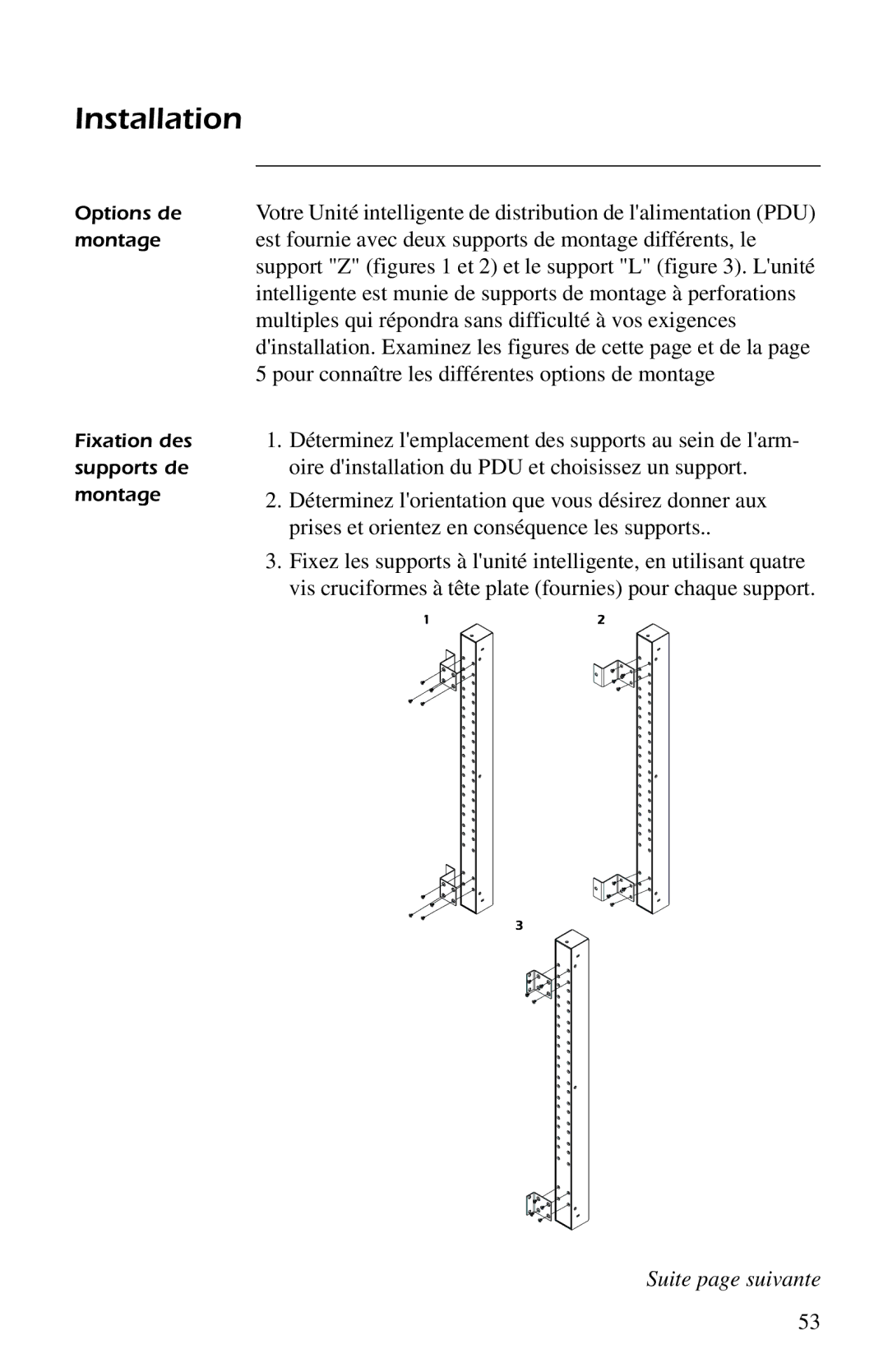 American Power Conversion AP9554 installation manual Suite page suivante 