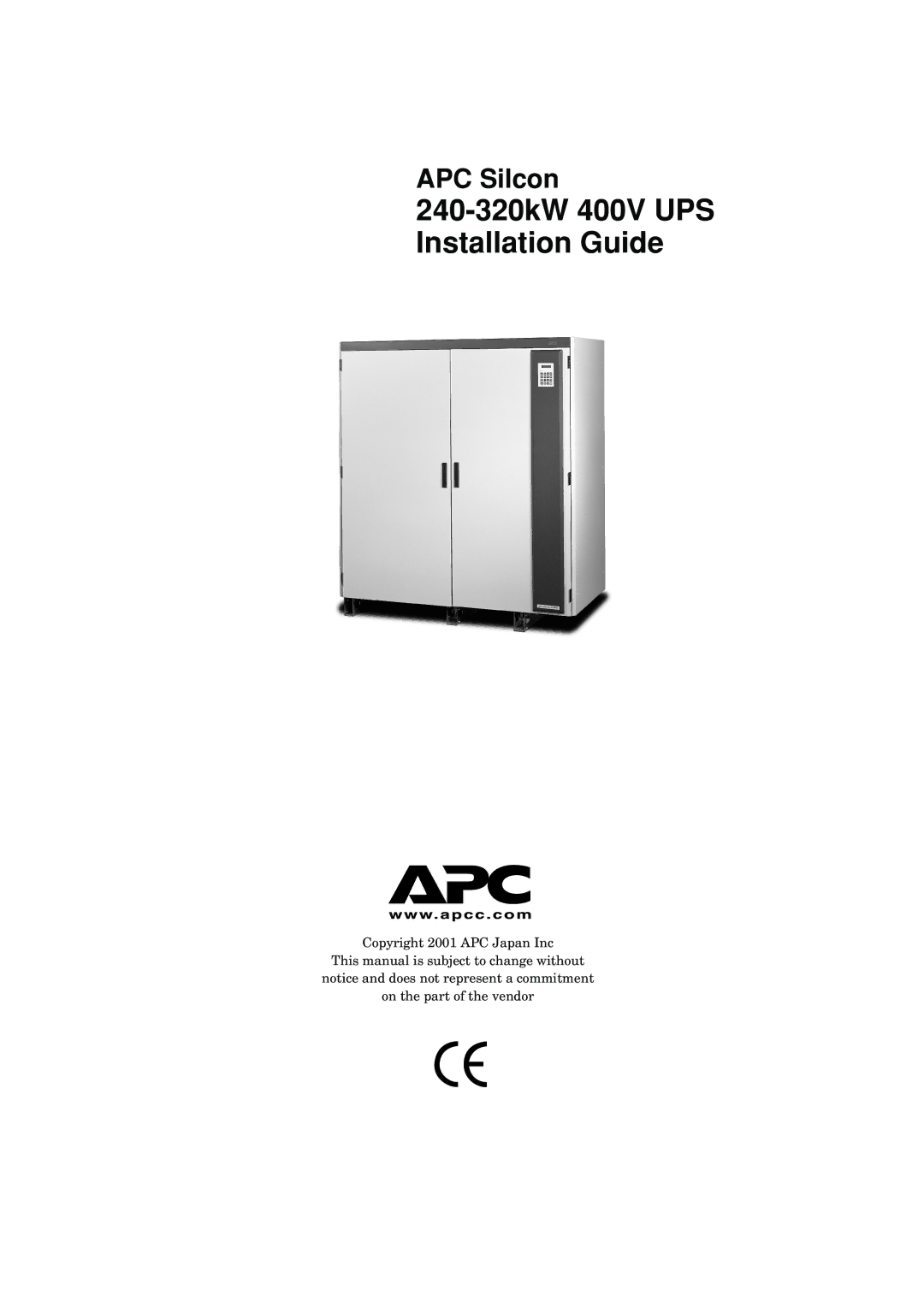 American Power Conversion AP9604S manual 240-320kW 400V UPS Installation Guide 