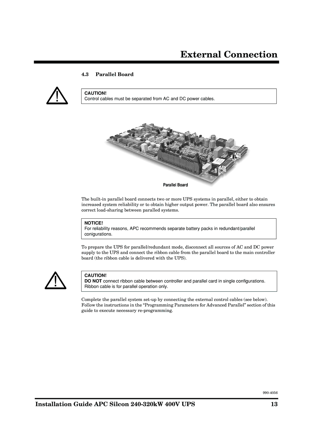 American Power Conversion AP9604S manual Parallel Board 