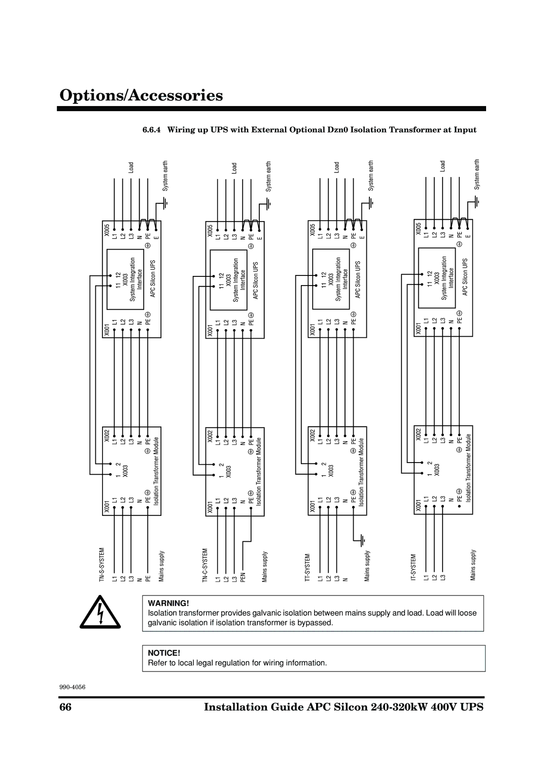 American Power Conversion AP9604S manual Options/Accessories 