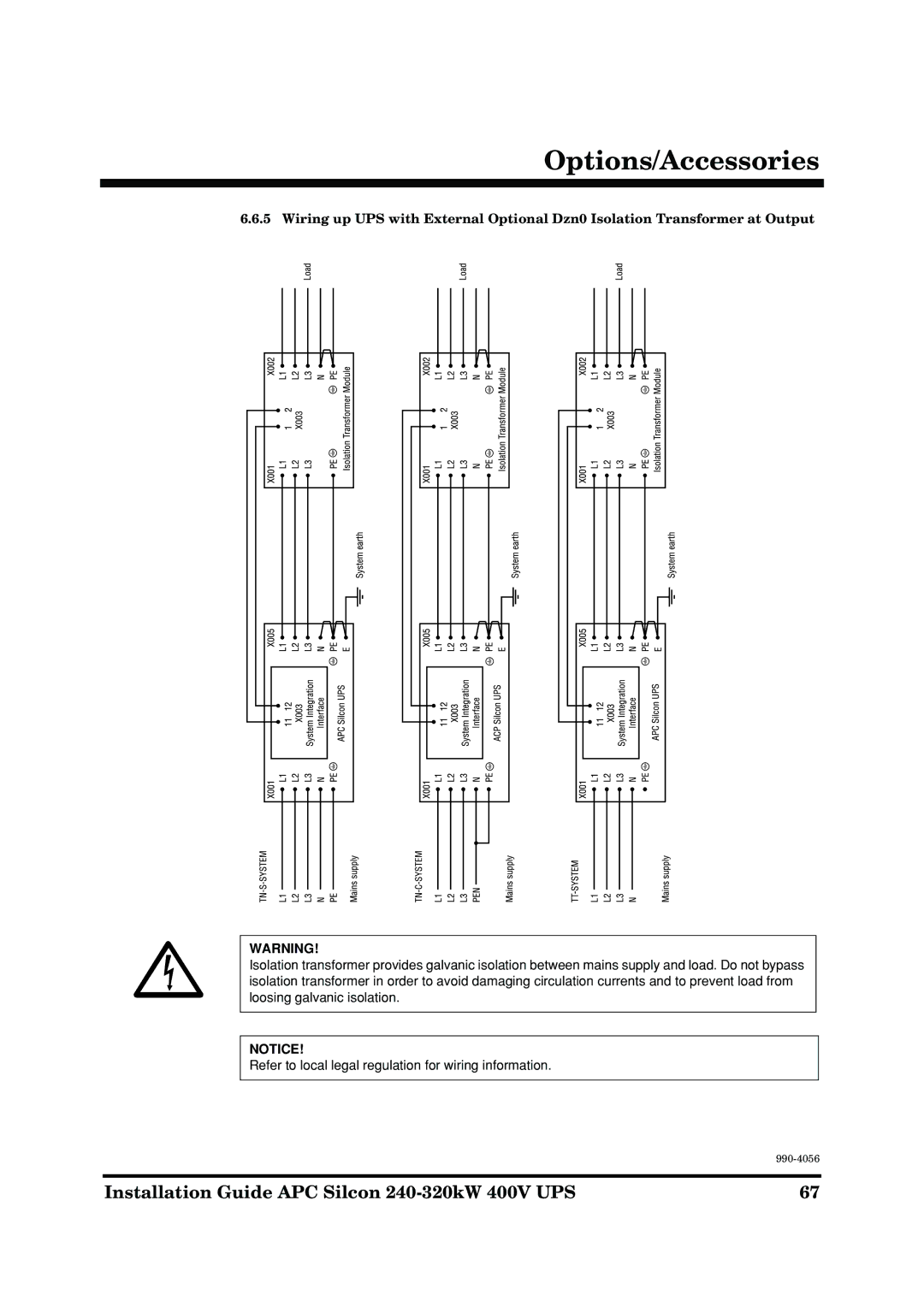 American Power Conversion AP9604S manual Options/Accessories 