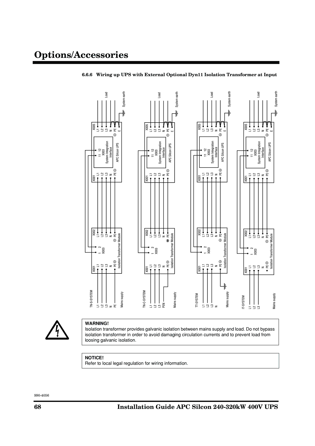 American Power Conversion AP9604S manual Options/Accessories 