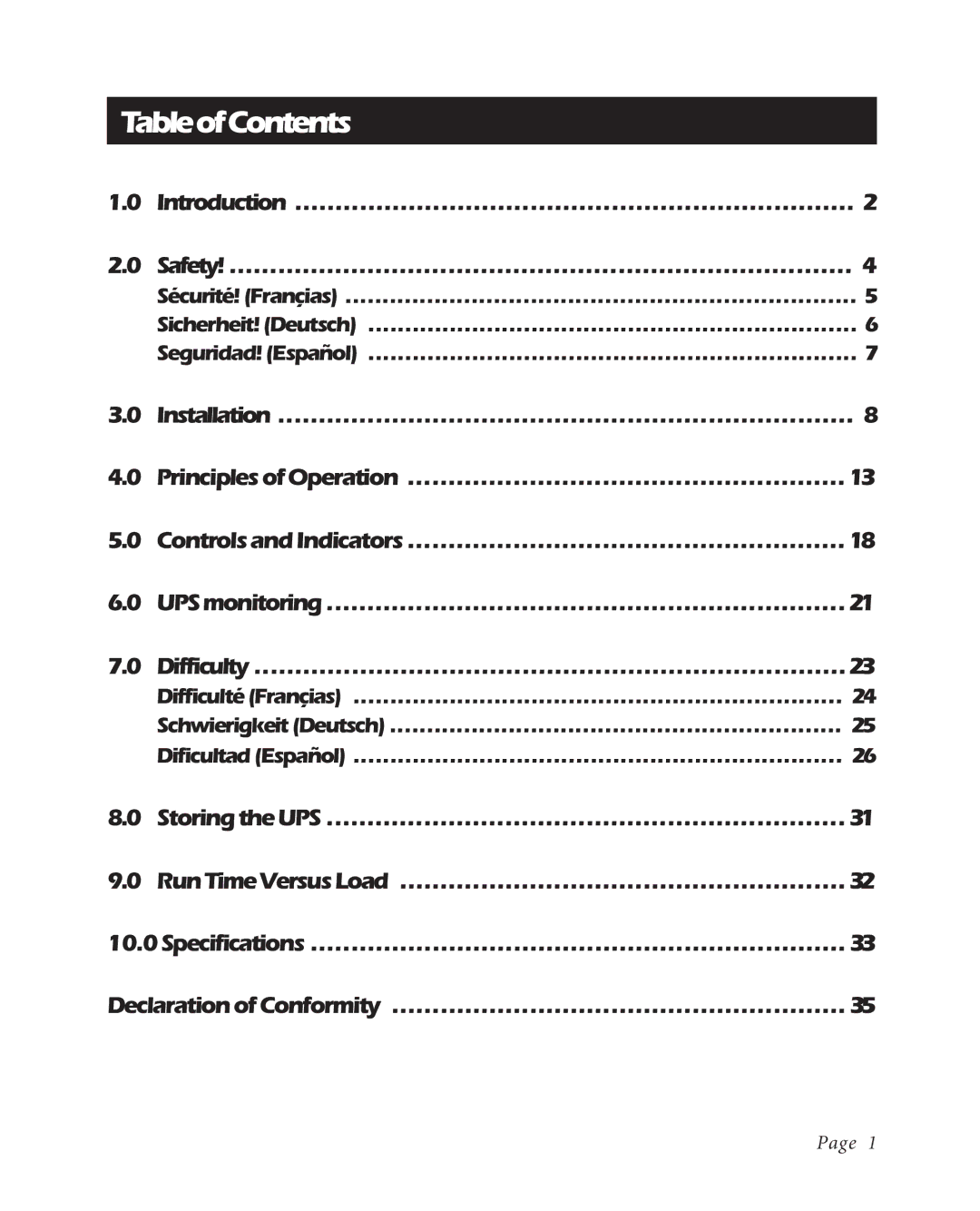 American Power Conversion BK600EI, K250EI, BK400EI user manual TableofContents 