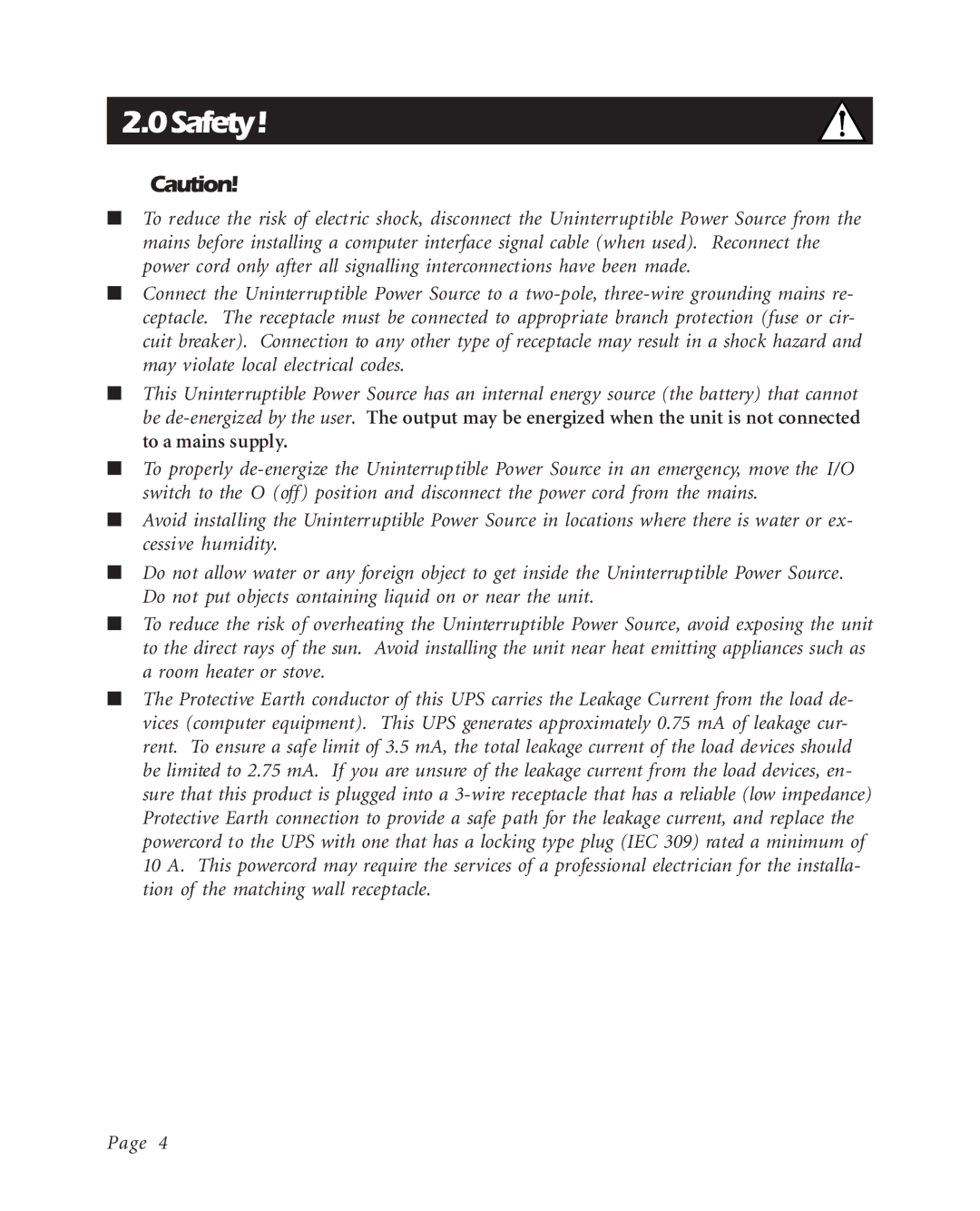 American Power Conversion BK600EI, K250EI, BK400EI user manual 0Safety 