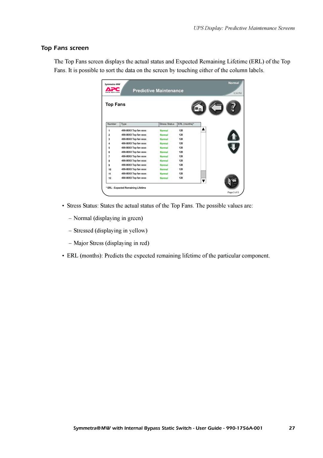 American Power Conversion Bypass Static manual Top Fans screen 