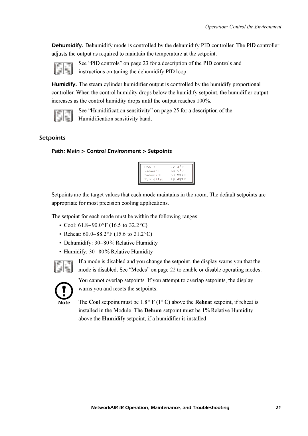 American Power Conversion Central Air Conditioning System manual Setpoints 