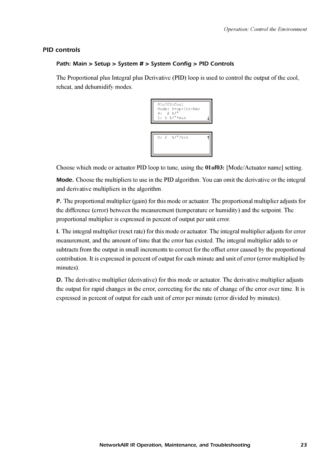 American Power Conversion Central Air Conditioning System manual PID controls 