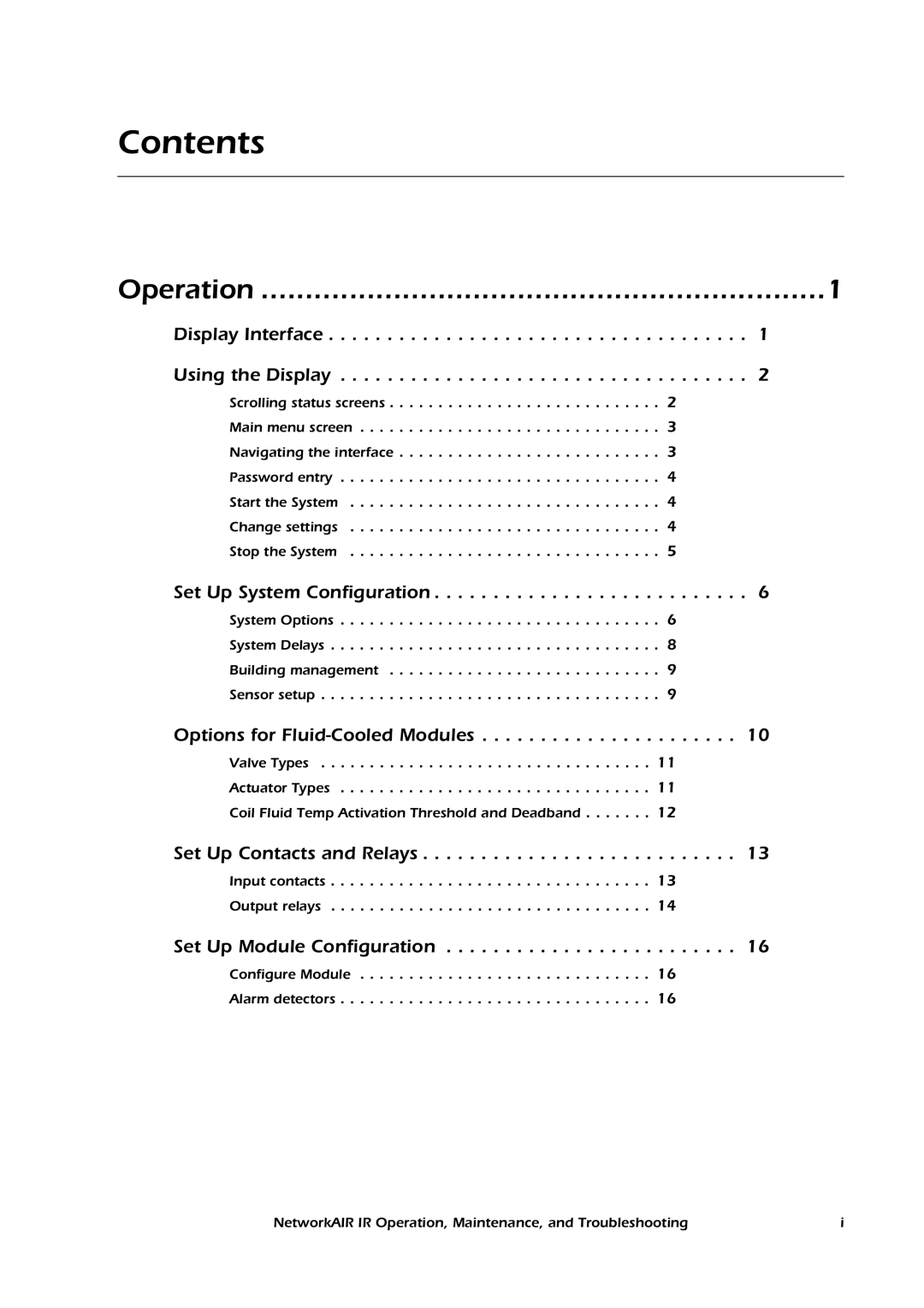 American Power Conversion Central Air Conditioning System manual Contents 