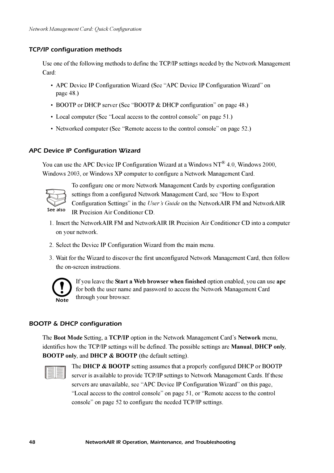 American Power Conversion Central Air Conditioning System TCP/IP configuration methods, APC Device IP Configuration Wizard 