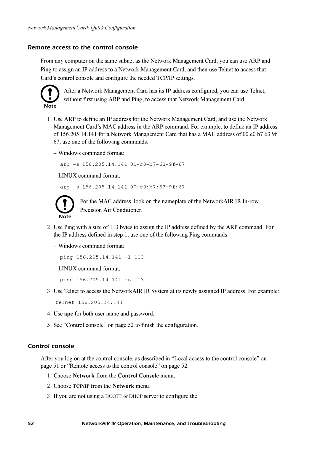 American Power Conversion Central Air Conditioning System manual Remote access to the control console, Control console 