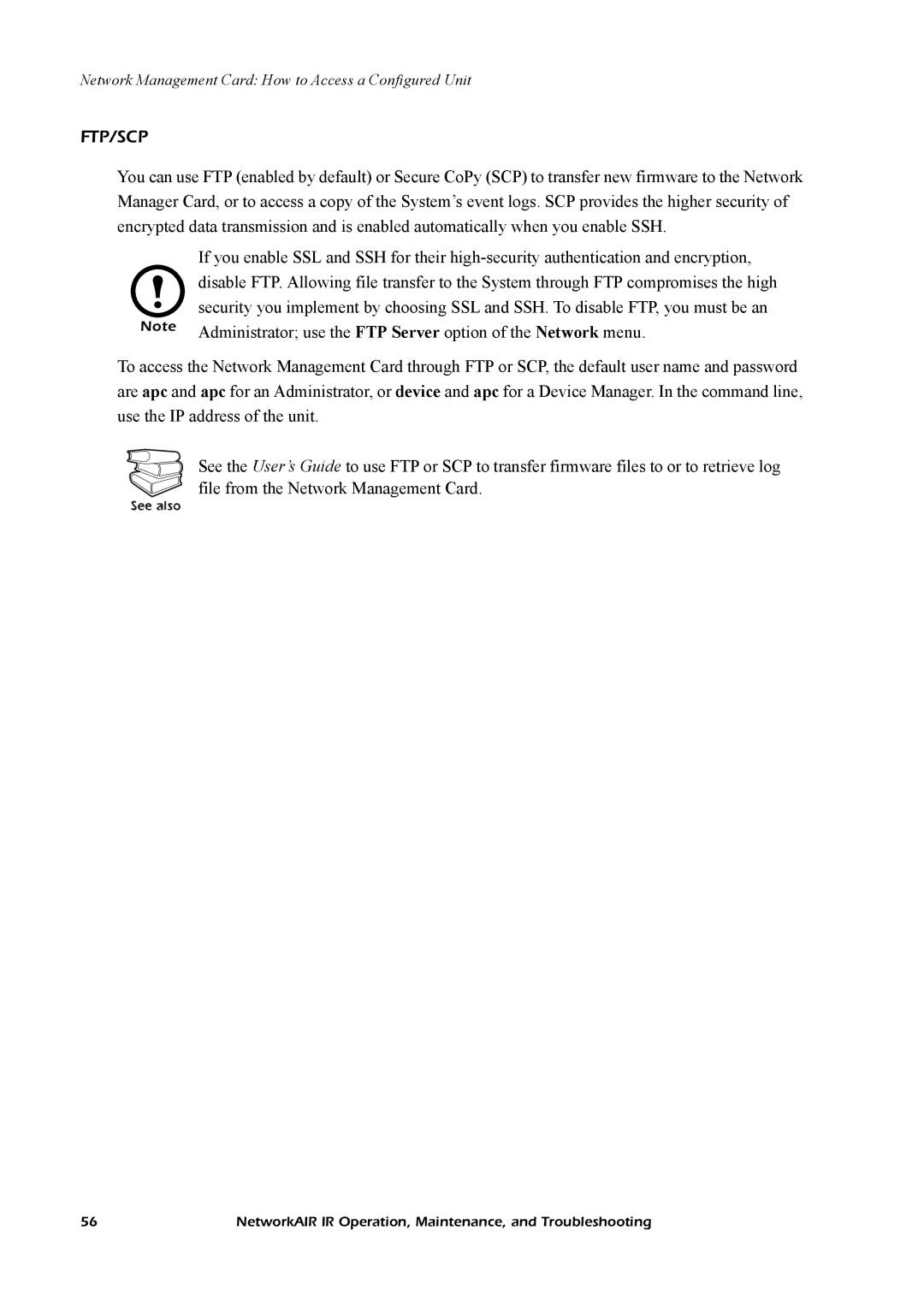 American Power Conversion Central Air Conditioning System manual Ftp/Scp 