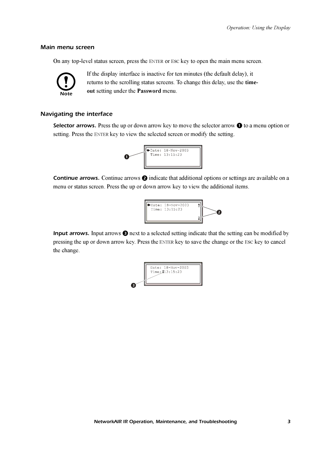 American Power Conversion Central Air Conditioning System manual Main menu screen, Navigating the interface 