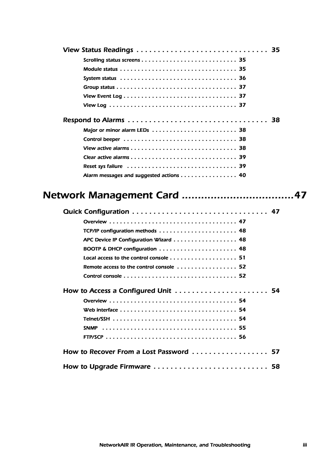 American Power Conversion Central Air Conditioning System manual Network Management Card 
