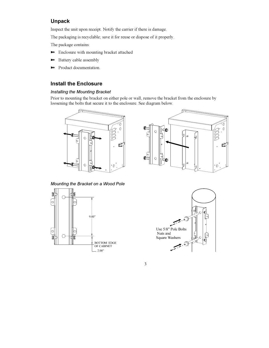 American Power Conversion CP150E48 user manual Unpack, Install the Enclosure 