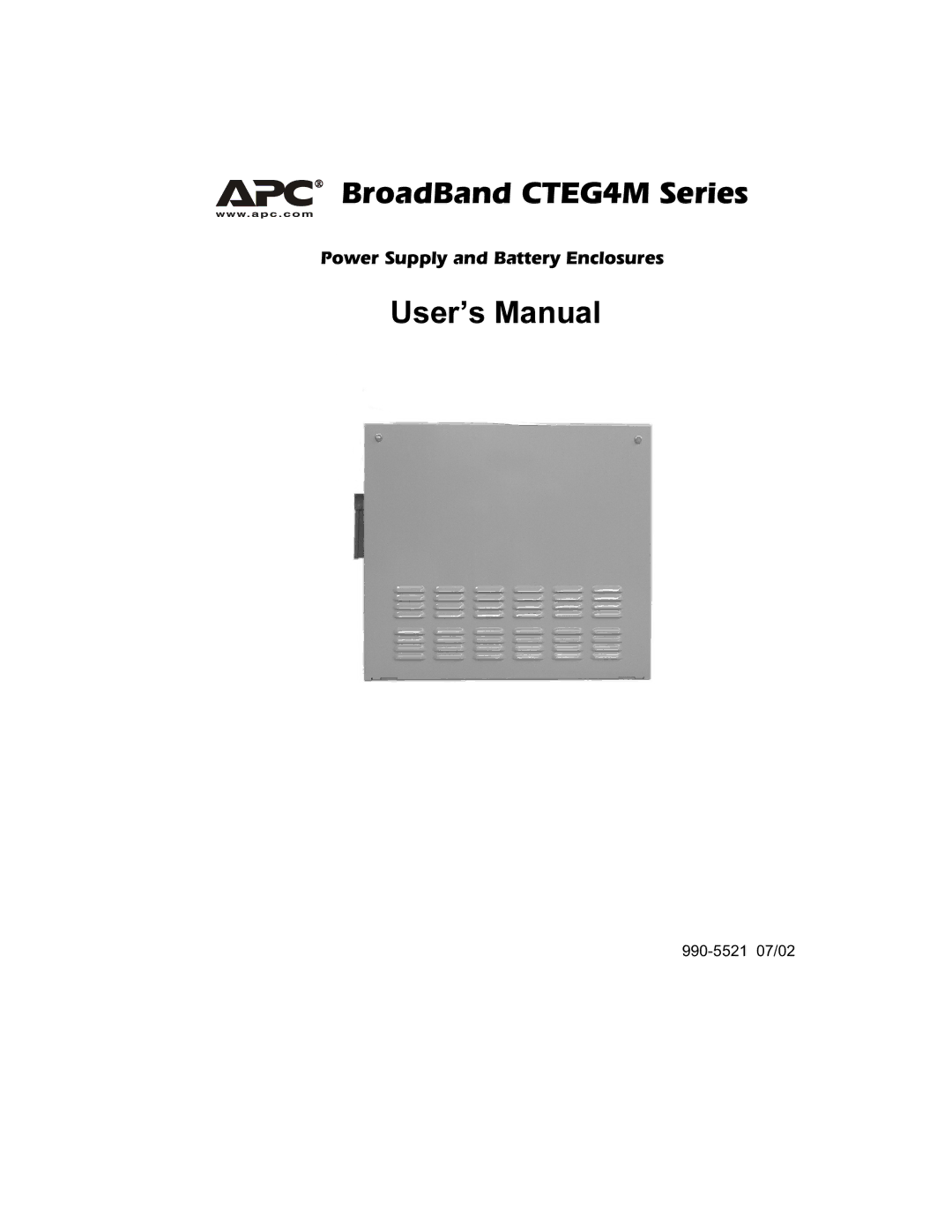 American Power Conversion user manual BroadBand CTEG4M Series 