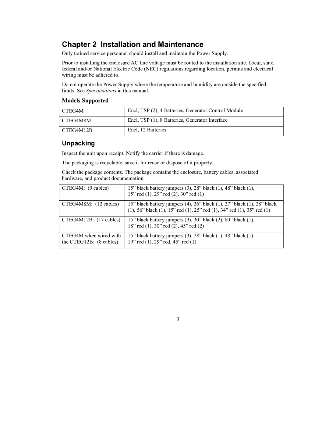 American Power Conversion CTEG4M user manual Installation and Maintenance, Unpacking, Models Supported 