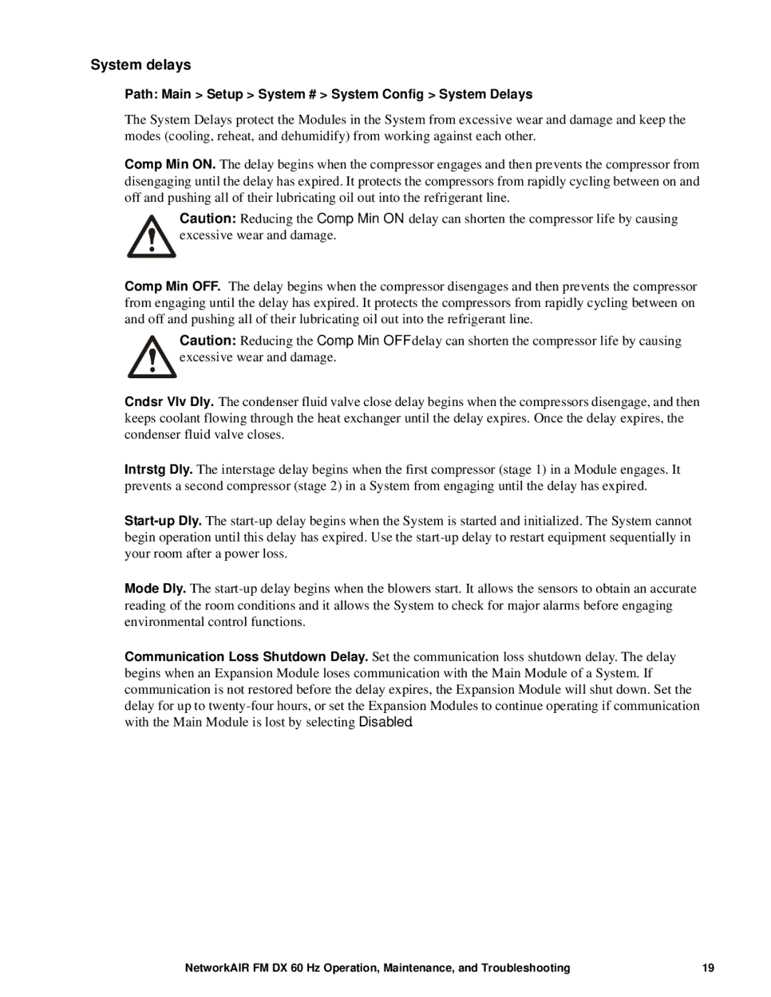 American Power Conversion FM, DX manual System delays 