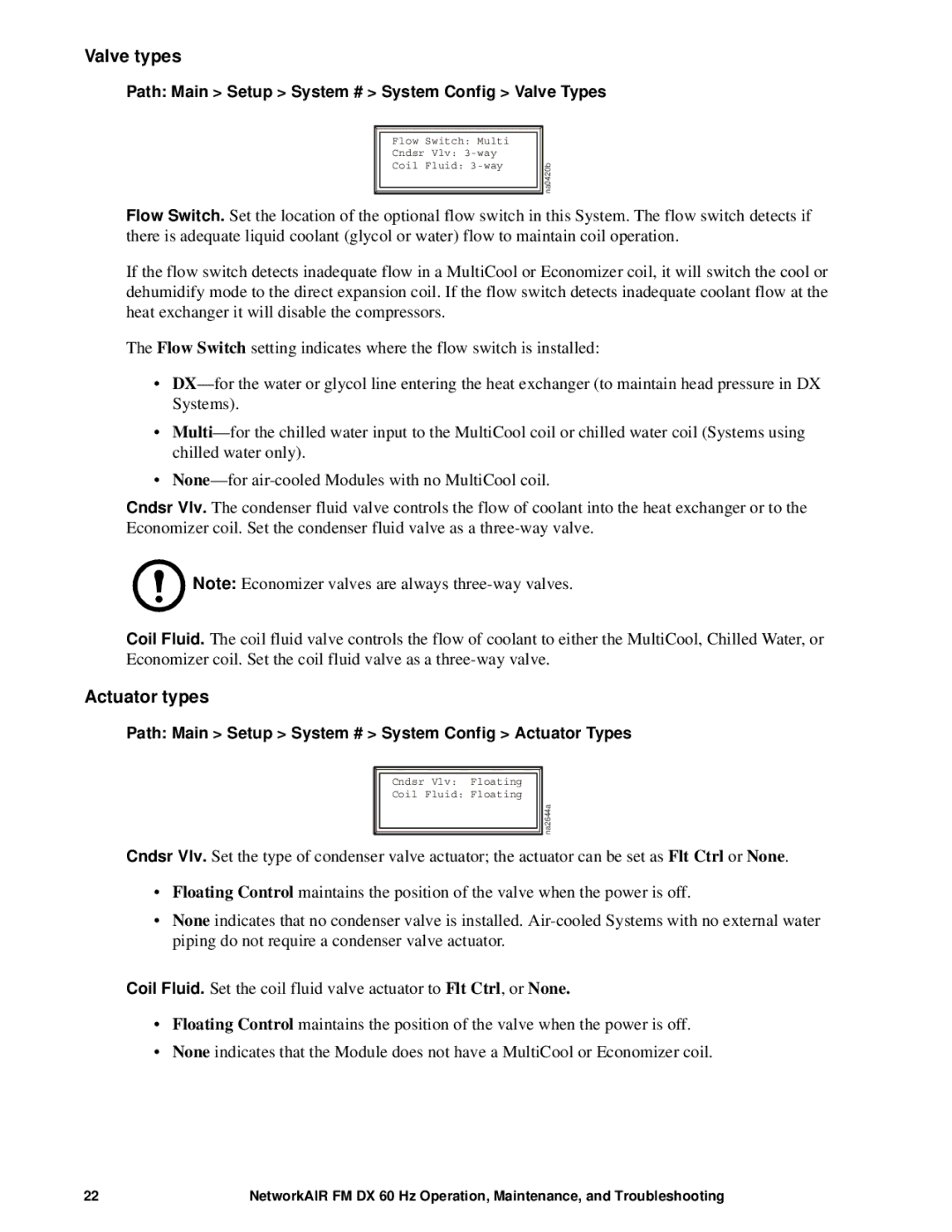 American Power Conversion DX, FM manual Valve types, Actuator types 