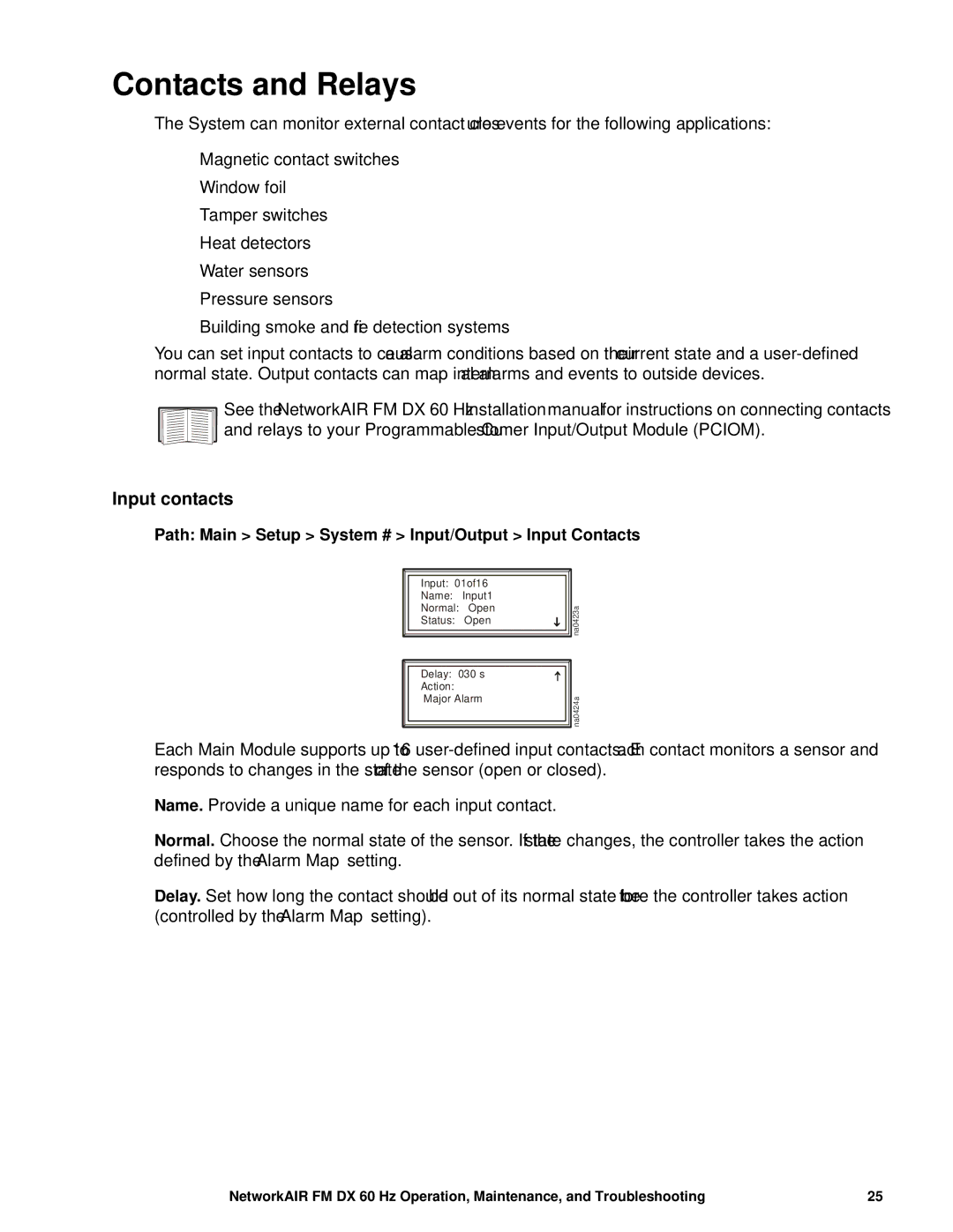 American Power Conversion FM, DX manual Contacts and Relays, Input contacts 