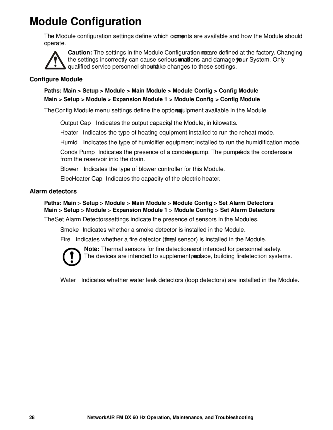 American Power Conversion DX, FM manual Module Configuration, Configure Module, Alarm detectors 