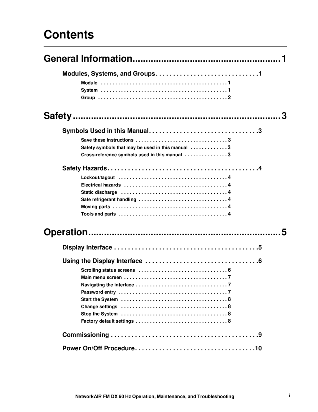 American Power Conversion FM, DX manual Contents 