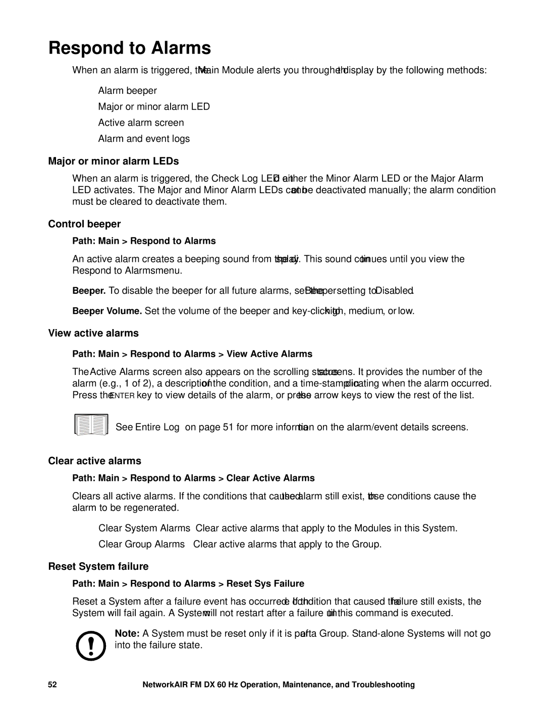 American Power Conversion DX, FM manual Respond to Alarms 