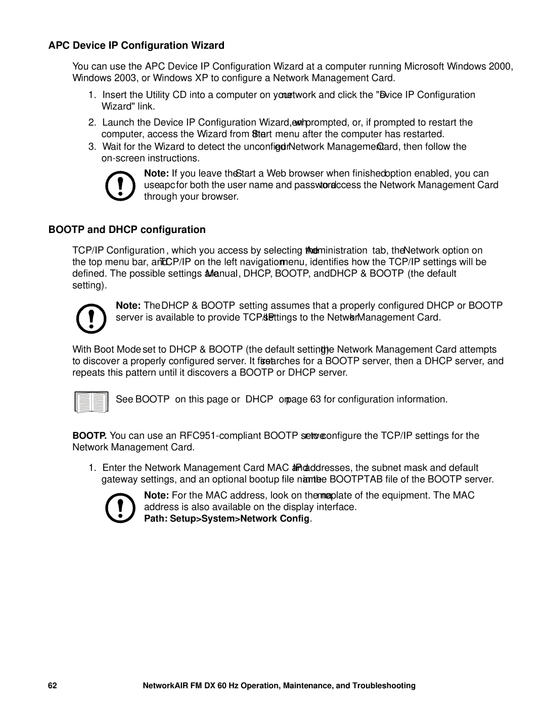 American Power Conversion DX, FM manual APC Device IP Configuration Wizard, Bootp and Dhcp configuration 