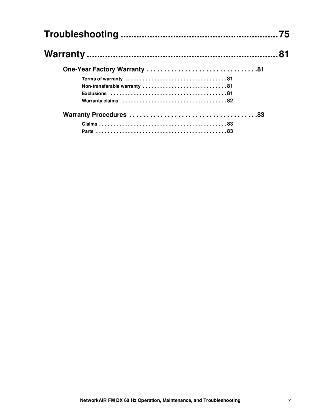 American Power Conversion FM, DX manual Troubleshooting Warranty 