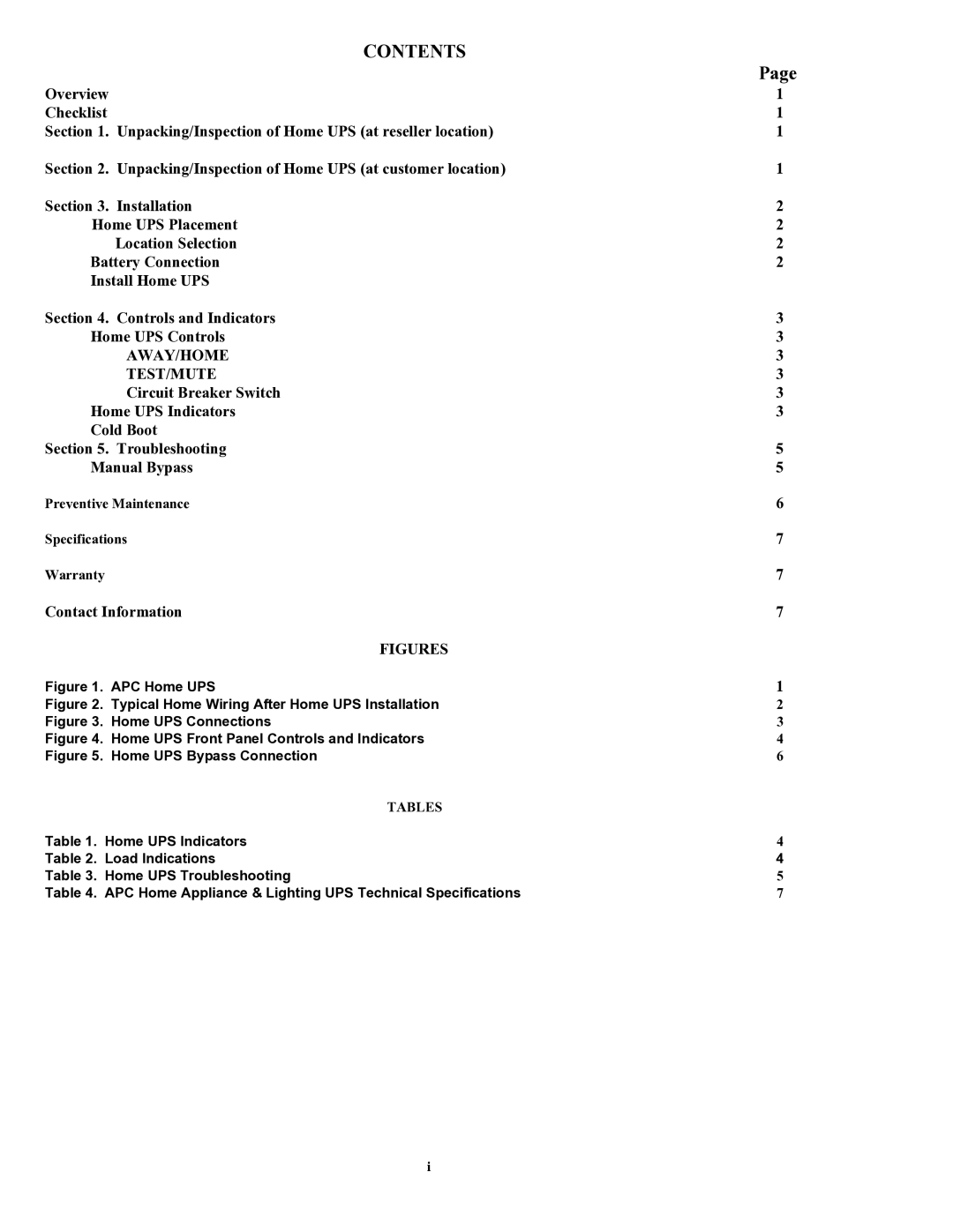 American Power Conversion HI600SQ user manual Contents 