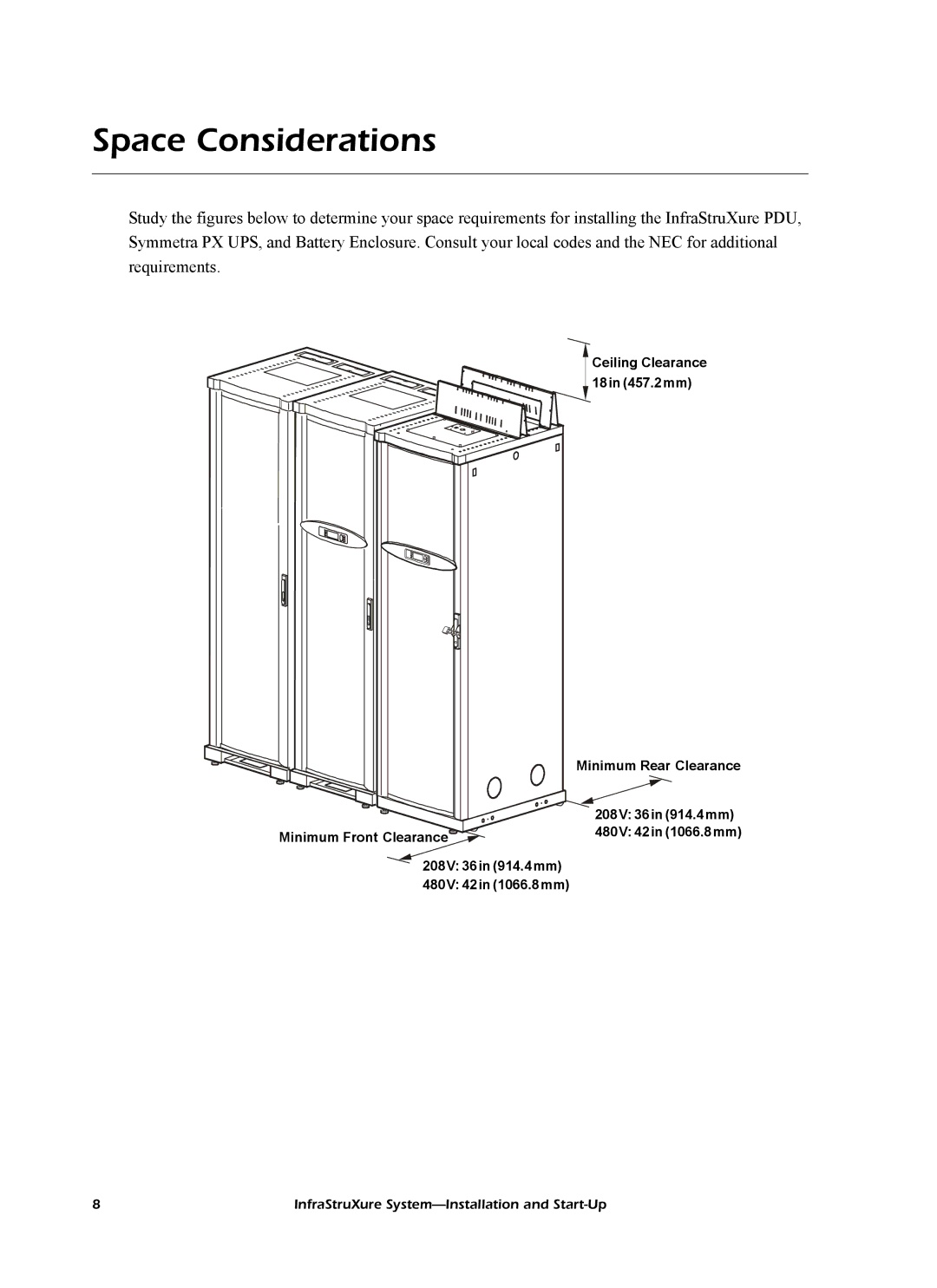 American Power Conversion InfraStruXureTM System manual Space Considerations 