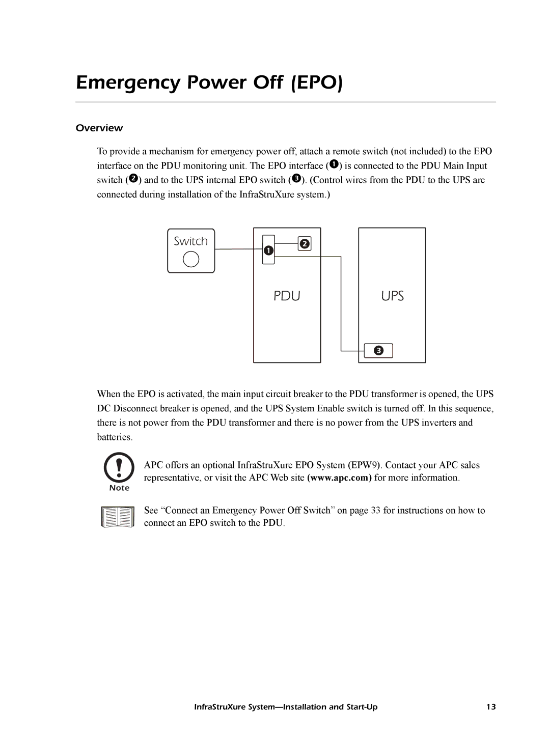 American Power Conversion InfraStruXureTM System manual Emergency Power Off EPO, Pduups 