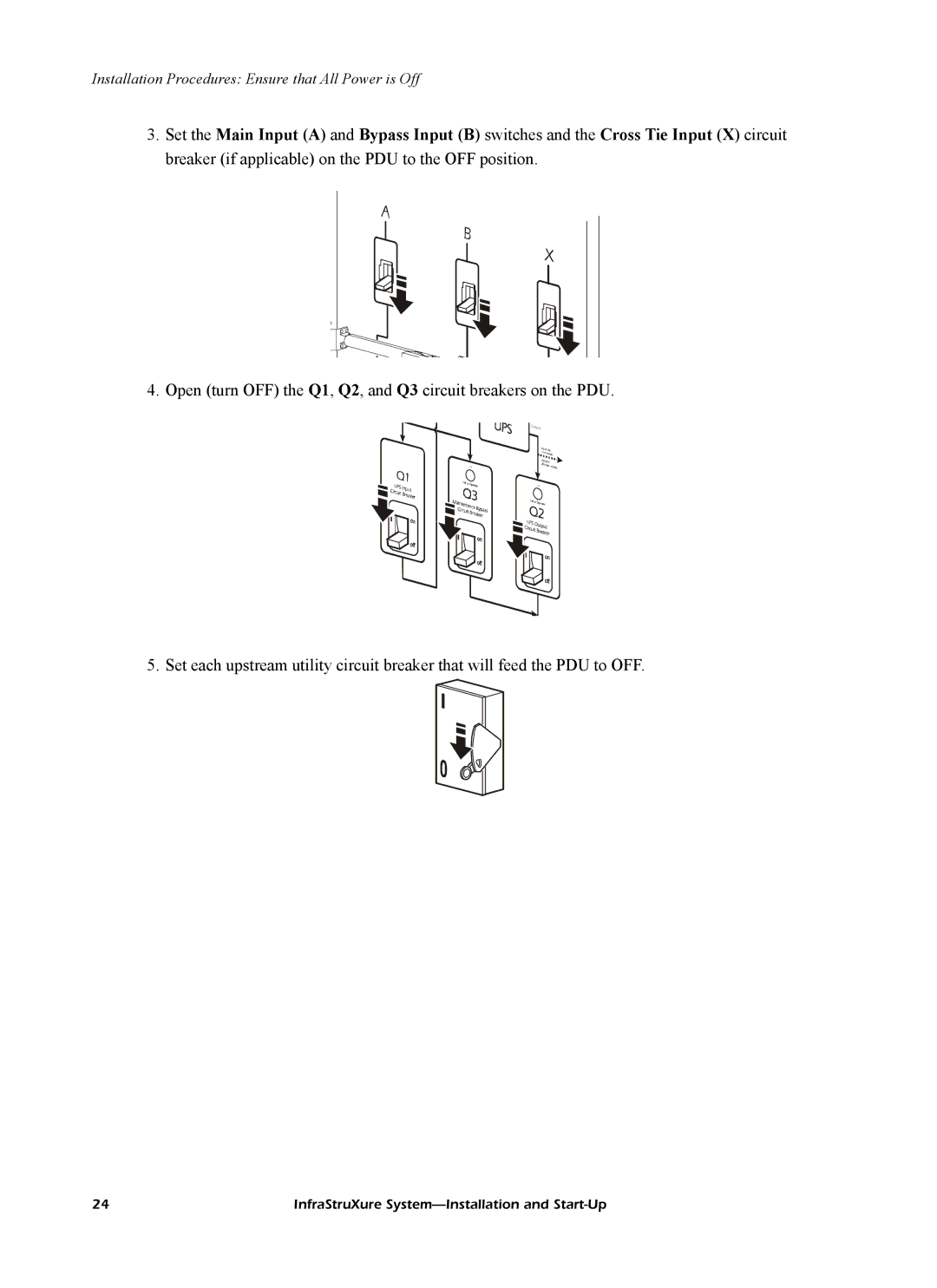 American Power Conversion InfraStruXureTM System manual Installation Procedures Ensure that All Power is Off 