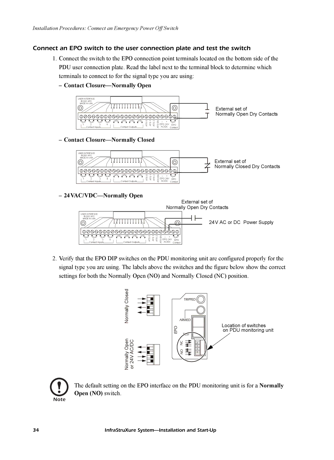 American Power Conversion InfraStruXureTM System manual Contact Closure-Normally Open 