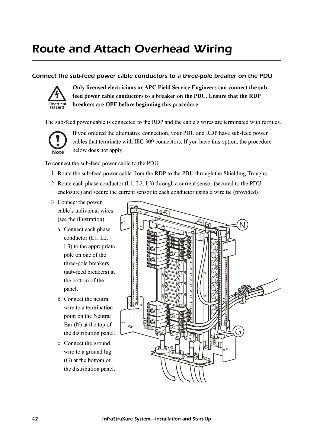 American Power Conversion InfraStruXureTM System manual Route and Attach Overhead Wiring 