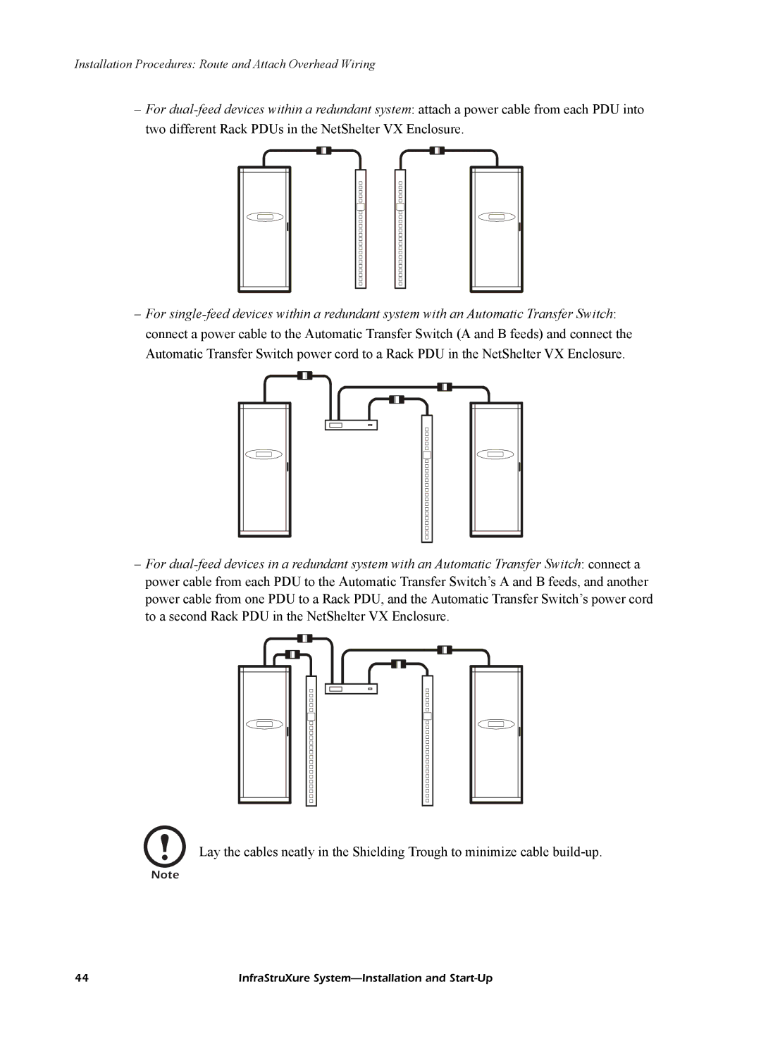 American Power Conversion InfraStruXureTM System manual Installation Procedures Route and Attach Overhead Wiring 