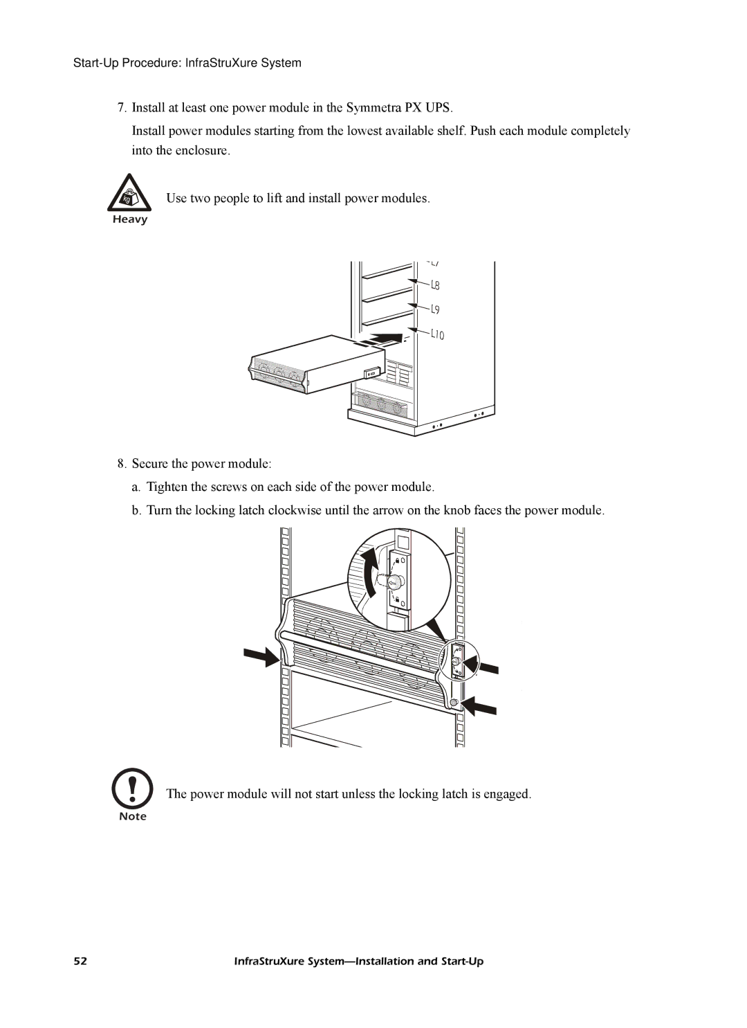 American Power Conversion InfraStruXureTM System manual Start-Up Procedure InfraStruXure System 