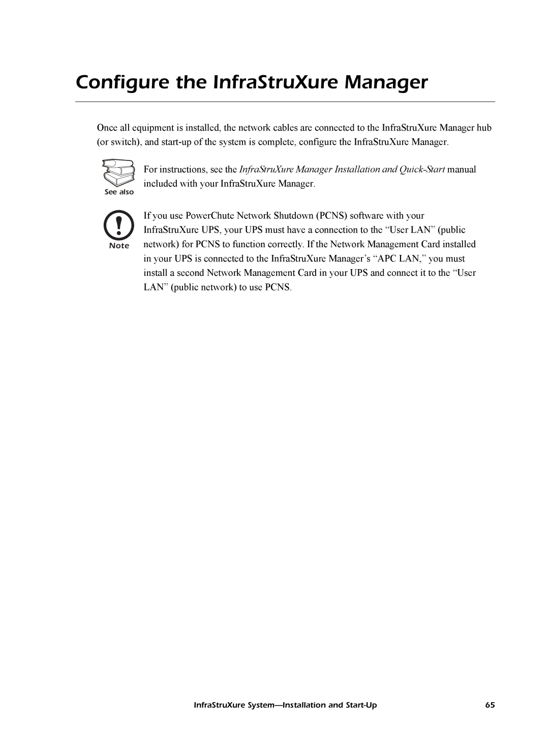 American Power Conversion InfraStruXureTM System manual Configure the InfraStruXure Manager 