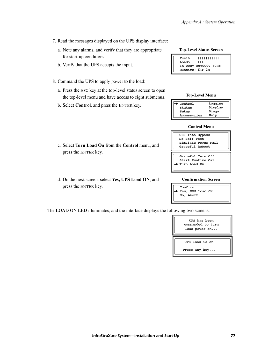 American Power Conversion InfraStruXureTM System manual Top-Level Status Screen 