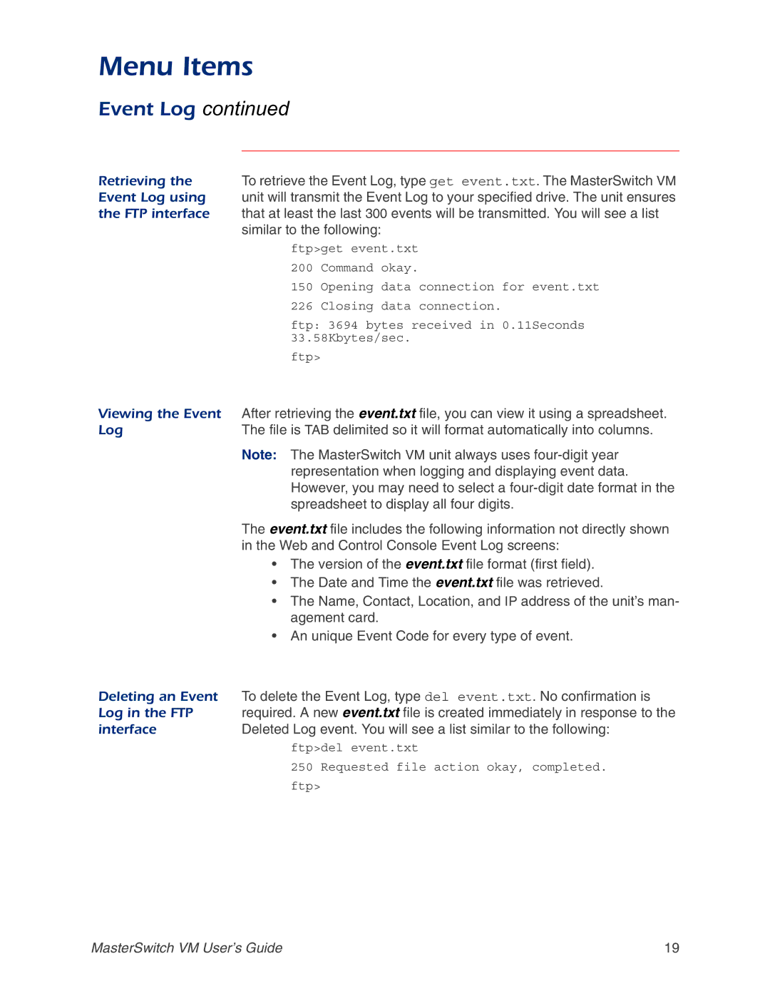 American Power Conversion Master Switch manual Similar to the following, MasterSwitch VM unit always uses four-digit year 