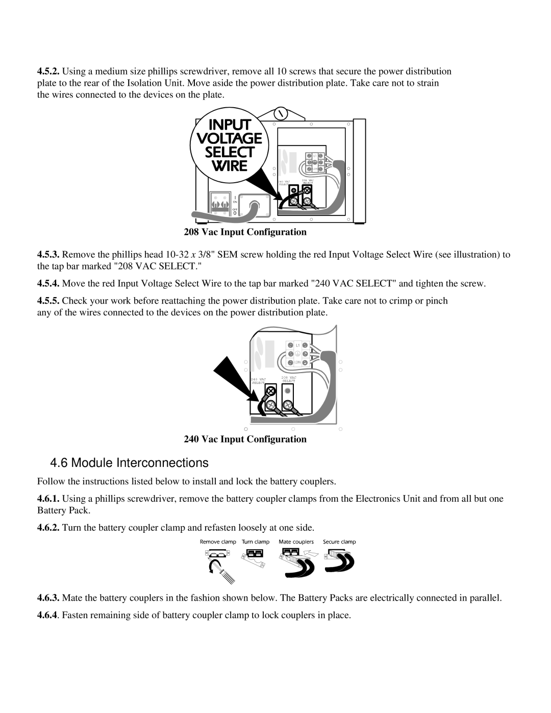 American Power Conversion MatrixTM UPS user manual Module Interconnections, Vac Input Configuration 