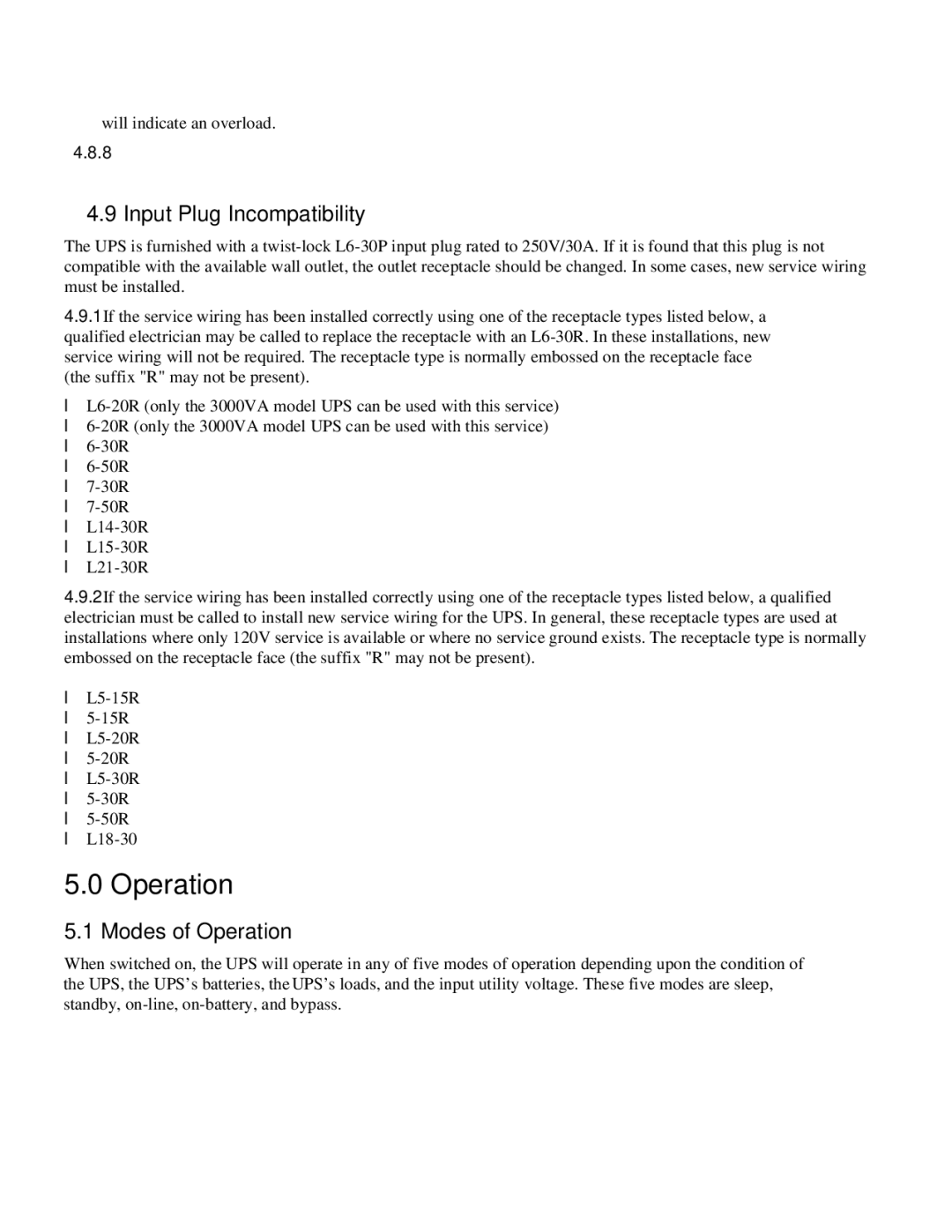 American Power Conversion MatrixTM UPS user manual Input Plug Incompatibility, Modes of Operation 