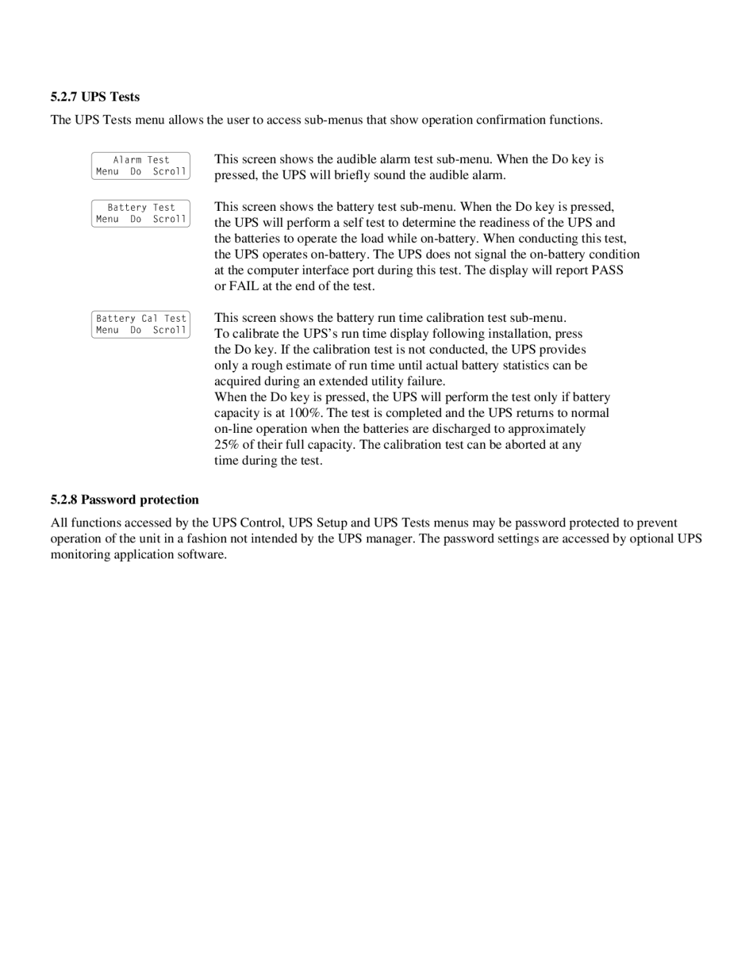 American Power Conversion MatrixTM UPS user manual UPS Tests, Password protection 